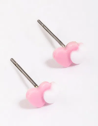 Lovisa Double Heart Stud Earrings In Pink