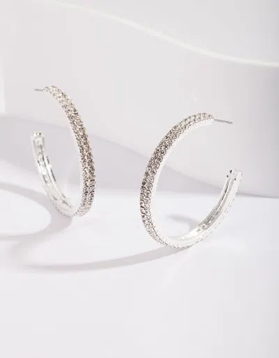 Lovisa Double Row Diamante Hoop Earrings In Silver