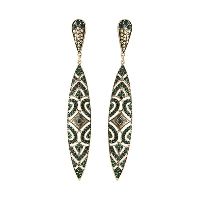 Lovisa Emerald Deco Shield Earrings In Multi