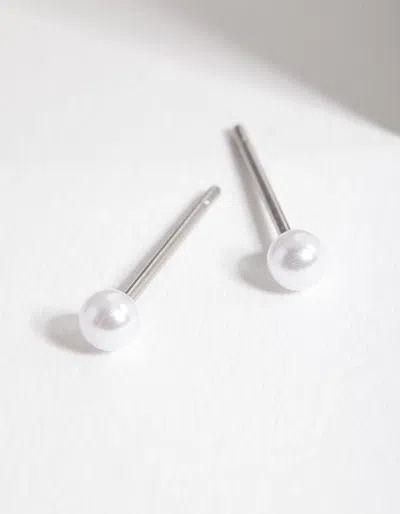 Lovisa Faux Pearl Mini Stud Earrings In Silver