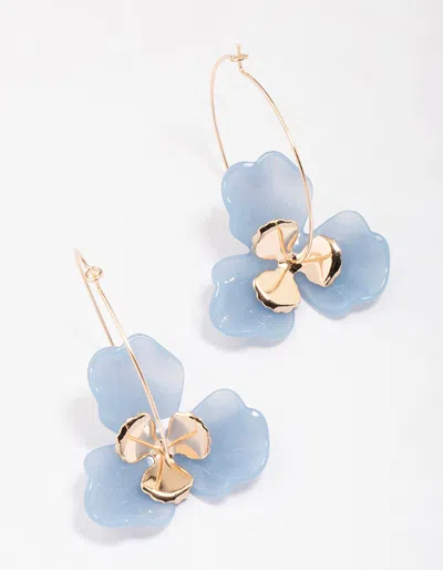 Lovisa Gold & Blue Wire Hoop Earrings