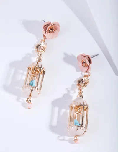 Lovisa Gold And Pastel Flower Birdcage Earrings