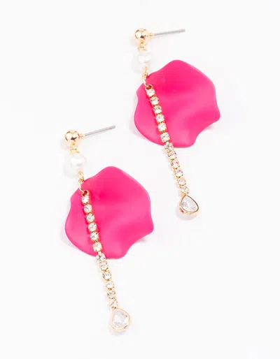 Lovisa Gold & Pink Iridescent Petal Chain Drop Earrings