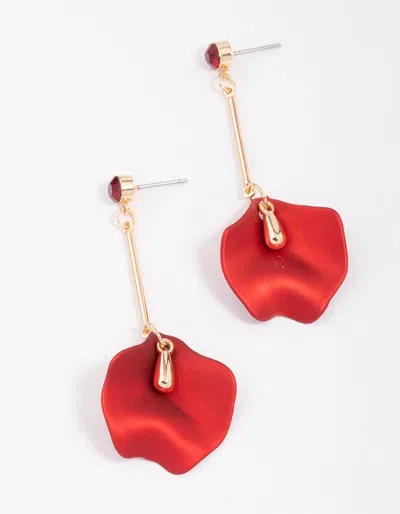 Lovisa Gold & Red Pearlised Petal Drop Earrings