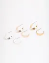 Lovisa Gold & Silver Solid Hoop Earring 3-pack In Gold