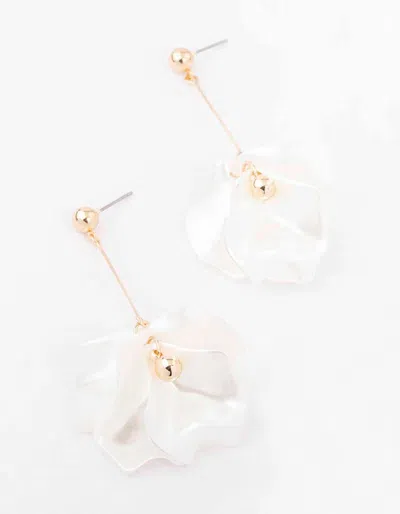 Lovisa Gold & White Pearlised Petal Drop Earrings