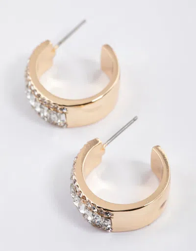 Lovisa Gold Baguette Diamante Small Hoop Earrings