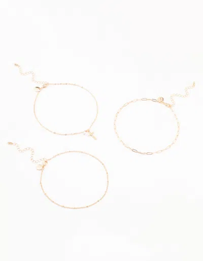 Lovisa Gold Ball Chain Cross Chokers 3-pack
