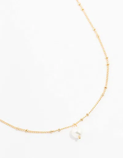 Lovisa Gold Ball Chain Pearl Necklace In White