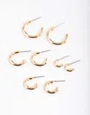 Lovisa Gold Basic Round Hoop Earrings 4-pack In Gold