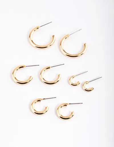 Lovisa Gold Basic Round Hoop Earrings 4-pack