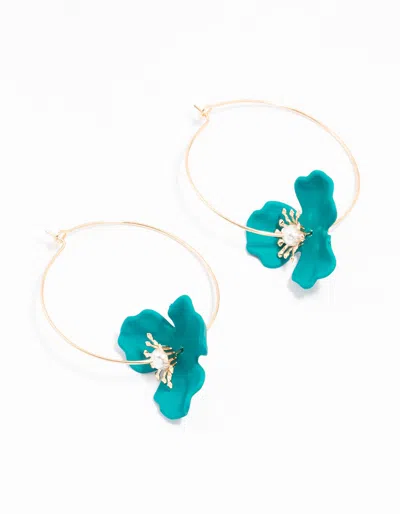 Lovisa Gold Blue Coated Wire Flower Earrings