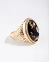 Lovisa Gold Cabochon Gold Leaf Ring In Pattern