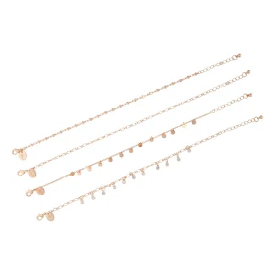 Lovisa Gold Chain And Diamante Anklet 4 Pack