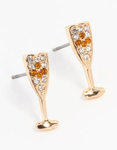 Lovisa Gold Champagne Flute Stud Earrings In Brown