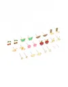 Lovisa Gold Cherry & Boot Stud Earrings Pack 12-pack In Red