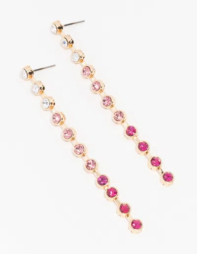 Lovisa Gold Circle Diamante Cascade Drop Earrings In Pink