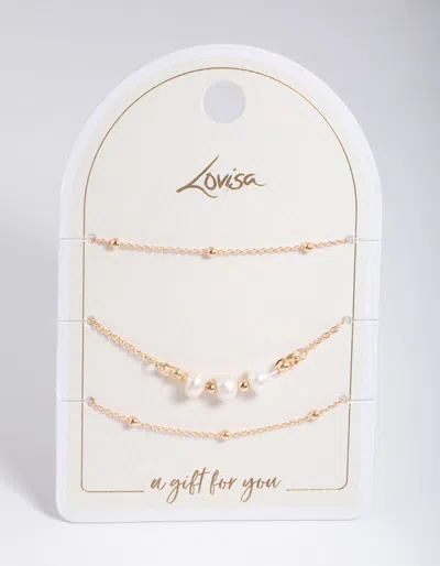 Lovisa Gold Classic Pearl Bracelet Pack