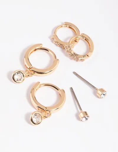 Lovisa Gold Clear Stud And Huggie Earring Stack Pack