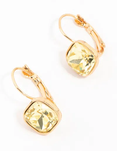 Lovisa Gold Continental Clip Yellow Diamante Hoop Earrings In Green
