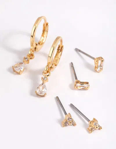 Lovisa Gold Crystal Pear Huggie Earrings 6-pack
