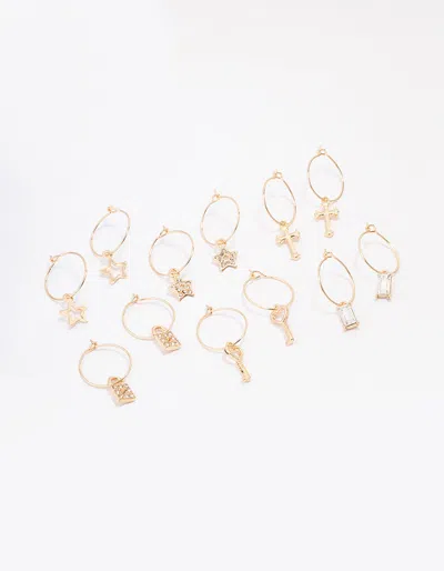 Lovisa Gold Crystal Star Wire Hoop Earring 6-pack In Transparent