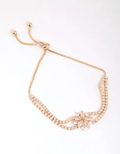 Lovisa Gold Cubic Zirconia Cupchain Flower Toggle Bracelet