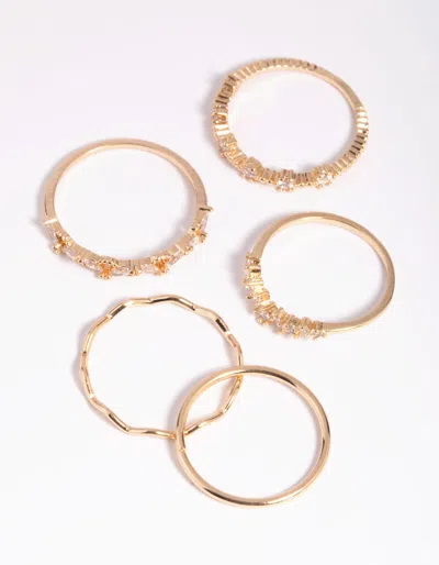 Lovisa Gold Cubic Zirconia Delicate Ring Stack Pack In Multi