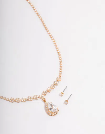 Lovisa Gold Cubic Zirconia Diamond Necklace Set