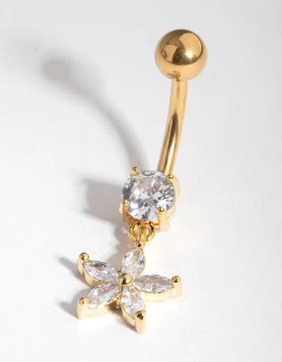 Lovisa Gold Cubic Zirconia Flower Drop Belly Ring
