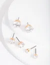 Lovisa Gold Cubic Zirconia Graduating Stud Earring Pack In Gold