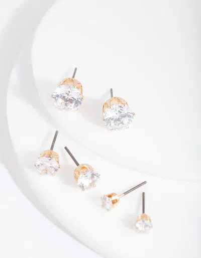 Lovisa Gold Cubic Zirconia Graduating Stud Earring Pack