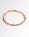 Lovisa Gold Cubic Zirconia Mini Cupchain Double Row Bracelet In Gold