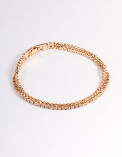 Lovisa Gold Cubic Zirconia Mini Cupchain Double Row Bracelet