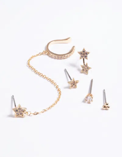 Lovisa Gold Cubic Zirconia Star Stack 6-pack Earrings