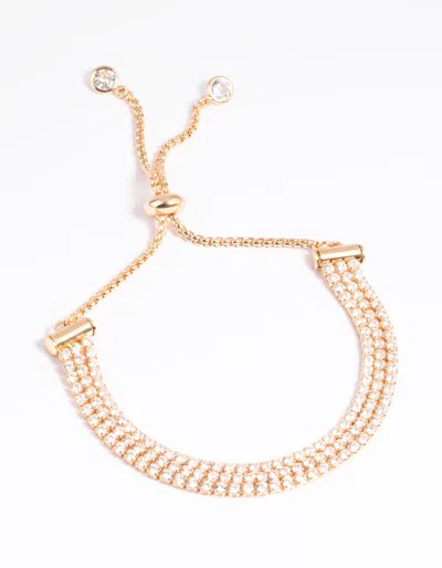 Lovisa Gold Cubic Zirconia Toggle Tennis Bracelet In Transparent