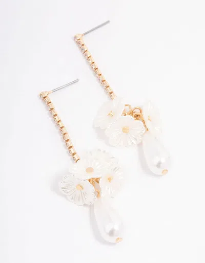 Lovisa Gold Cupchain Flower Pearl Drop Earrings