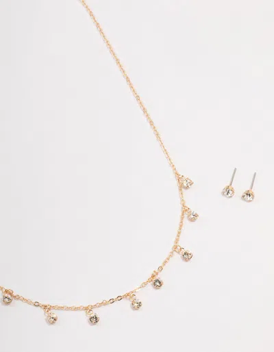 Lovisa Gold Czech Crystal Droplet Necklace & Earring Set
