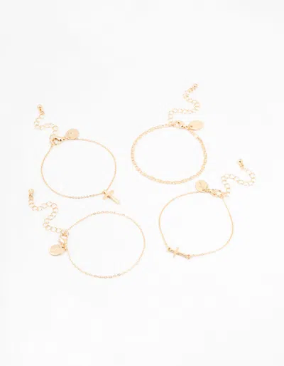 Lovisa Gold Dainty Cross Bracelets 4-pack