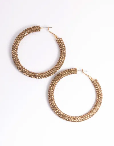 Lovisa Gold Diamante 40mm Crystal Hoop Earrings