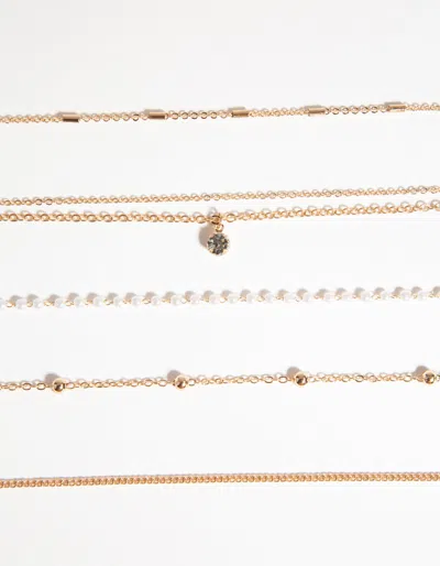 Lovisa Gold Diamante And Pearl 6-pack Choker Necklace