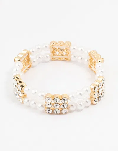 Lovisa Gold Diamante & Pearl Multiple Layer Bracelet
