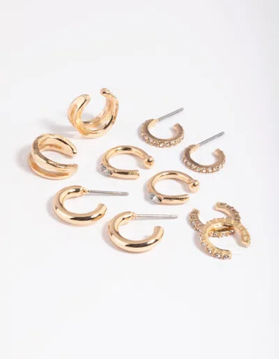 Lovisa Gold Diamante Cuff And Huggie Earring Stack Pack
