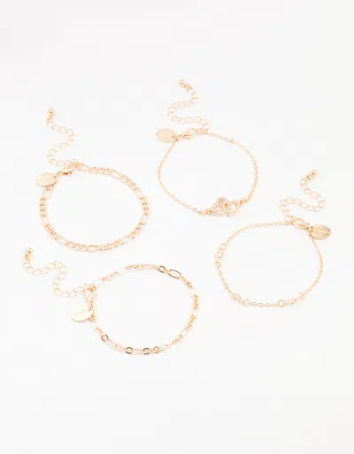Lovisa Gold Diamante Link Heart Bracelets 4-pack