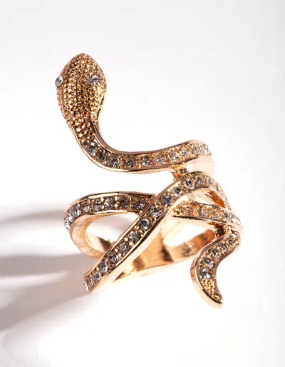 Lovisa Gold Diamante Snake Ring In Multi