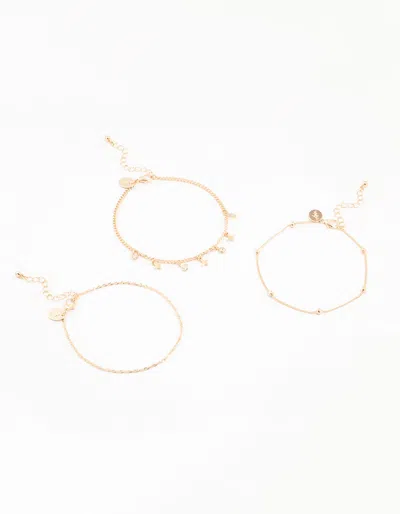 Lovisa Gold Diamante Star Drop Anklets 3-pack