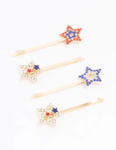 Lovisa Gold Diamante Star Hair Clip 4-pack In Multi