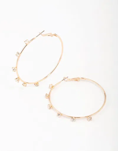 Lovisa Gold Diamante Station Hoop Earrings