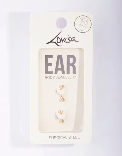 Lovisa Gold Diamante Surgical Steel Cartilage Earring Pack