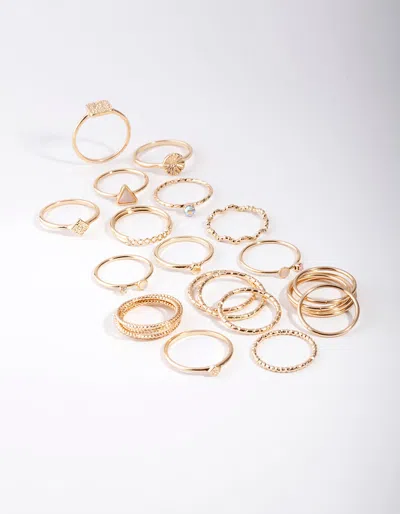 Lovisa Gold Diamond Cut 26 Pack Rings In Multi